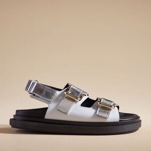 Silver white and black aloha sandals !